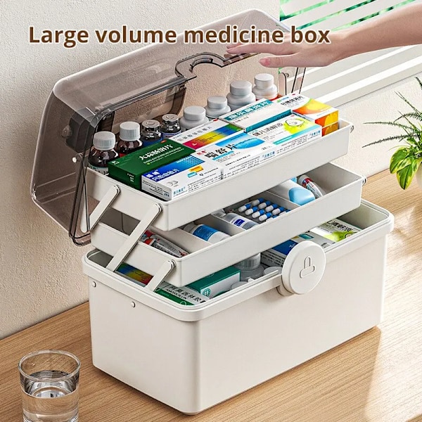 Hvid Stor Kapacitet Medicinboks Til Opbevaring af Medicin i Hjemmet Multi-lags Klassificering Hjemme Medicinboks