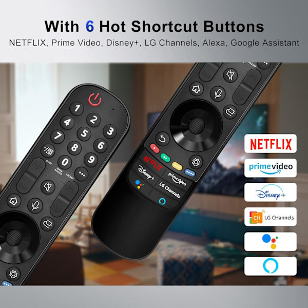 Magisk fjernkontroll for LG Smart TV-fjernkontroll kompatibel med 2021/2022 LG UHD OLED QNED NanoCell 4K 8K Smart TV med tale- og berøringsfunksjon