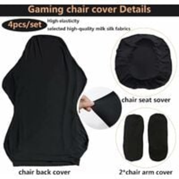 Gamingstolsskydd - Skydd 4 delar/ Set Gamingstolsskydd med armstödsöverdrag/ Stolsryggskydd/ Överdrag, Överdrag