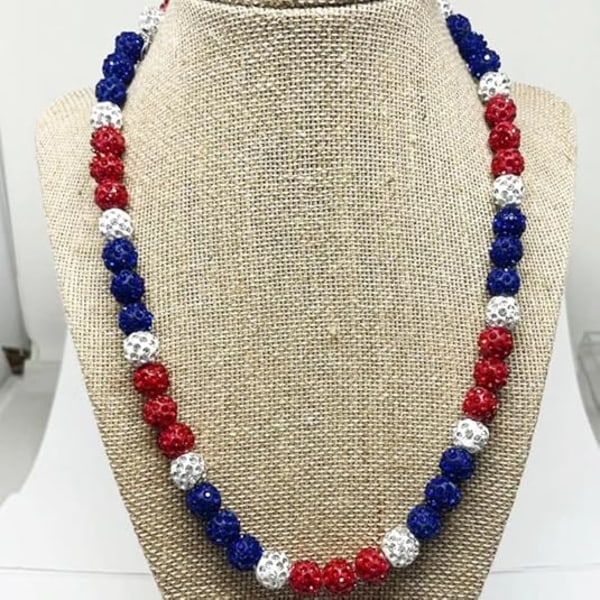 Basebollhalsband med pärlor - Glittrande basebollhalsband - Basebollhalsband med nummer Inspirerat av strasshalsband, present till pojkar män basebollälskare