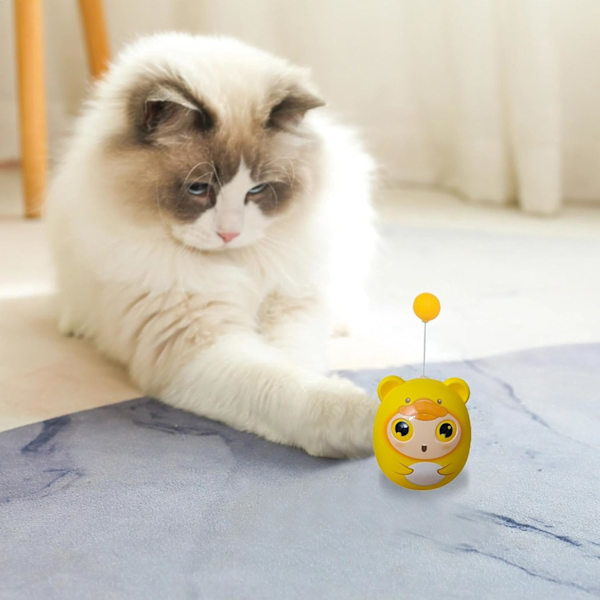 Kissalelu höyhenillä, kissan aktivointilelu, Interaktiivinen hauska kissanpentupallohöyhen, Creative Pet Supplies Teaser Toy sisä- ja ulkokäyttöön Yellow