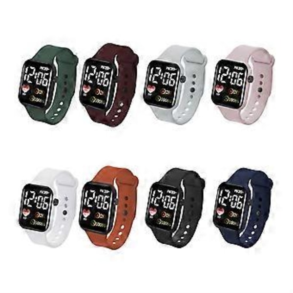 Digitalt Smart Sportsur Dameure Digitalt LED Elektronisk Armbåndsur Fitness Armbåndsur Mænd Børn Timer Hodinky (Pink)