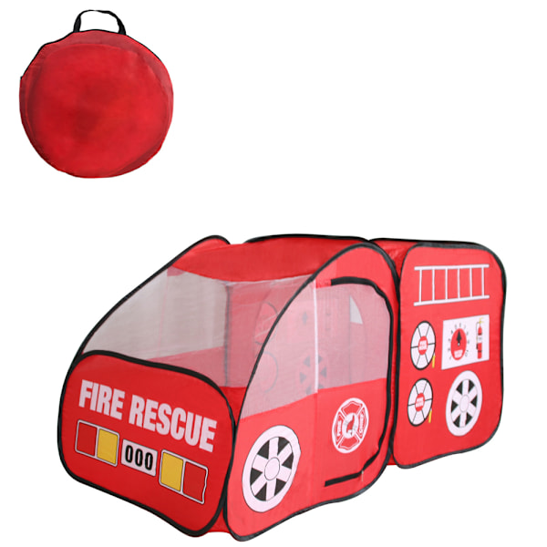 Hjältemodig Brandbils Lek Tält, Enkel Montering med Förstärkt PVC, Vattentätt Golv Säkerställer Ren Lek, Rymlig Mångsidighet för Flera Spelare,