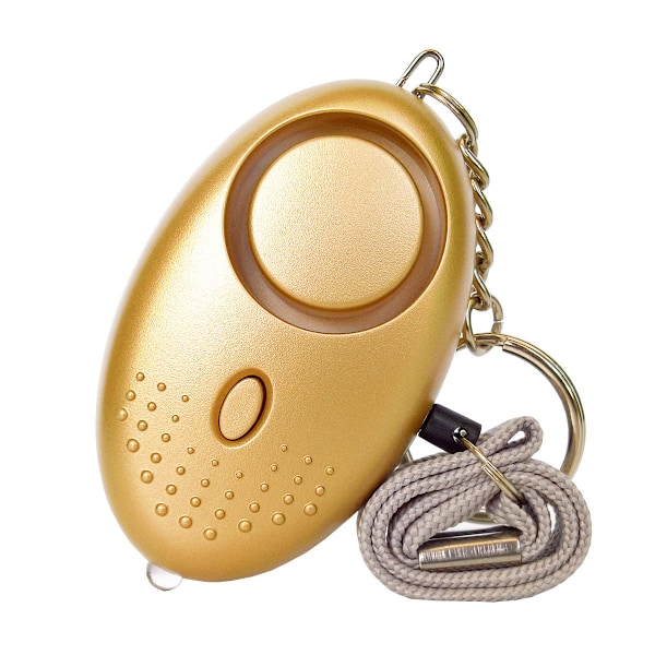 Personlig Alarm Nøglering med LED Nødalarm til Børn og Ældre 1-pakke (Guld)