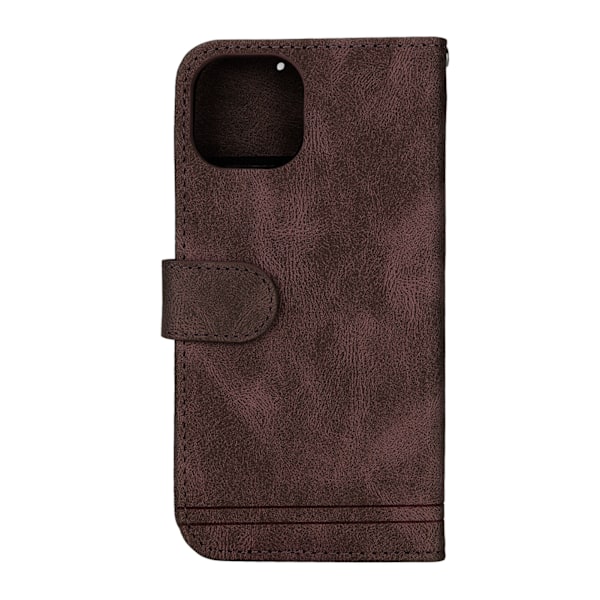 Lompakkokotelo matkapuhelimelle korttipidikkeellä ja jalustalla, sisäänrakennettu magneettisuljin iPhone 13:lle, ruskea