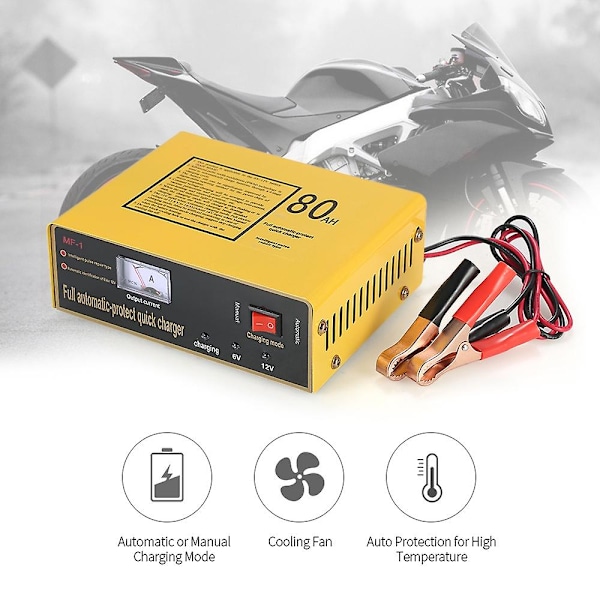 6V/12V 80AH Intelligent Automatisk LED-Laddare Pulsreparationstyp Underhåll för Blybatteri och [DM]