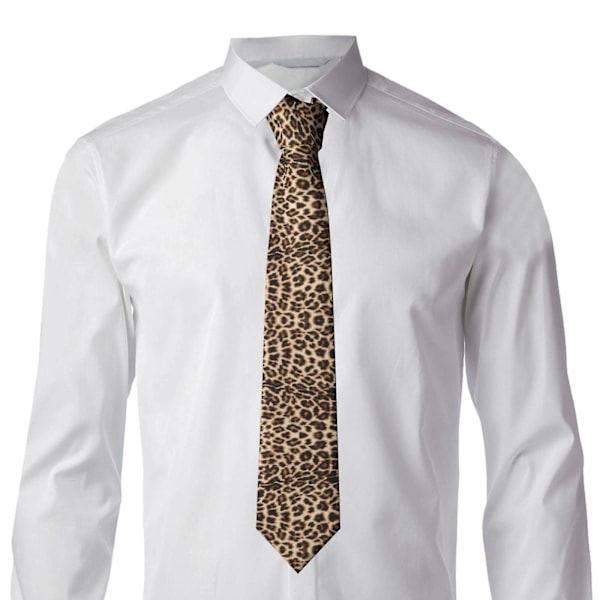 Morsomt leoparddyremønster slips for menn moteskjerf smalt slips gaver til bryllup, brudgom, firmafest