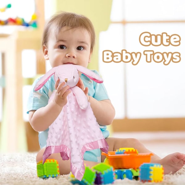 Til babyer Kanin Tryghedsklud Babypige Gaver Nyfødt Blød Pink Kæleklud til Spædbørn og Småbørn Krammelegetøj Udstoppede Dyr, Pink 40 cm