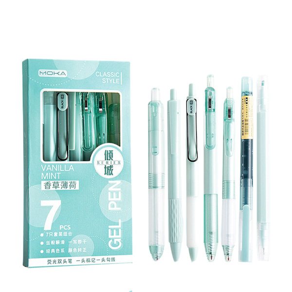 7 stk. Sort Gel Pen til Studerende 0,5 mm Udtrækkelig Gel Pen Multifunktionel Glat Skrivepen Tilbage Til Skole Gave G