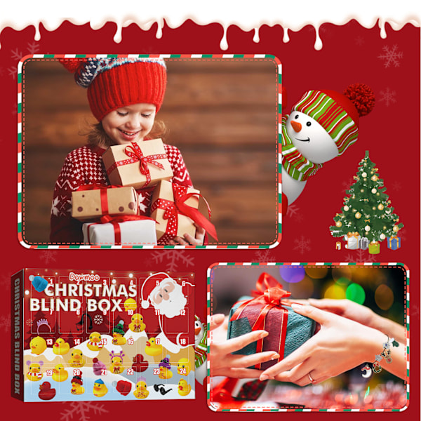 Julekalender med 24 Dages Nedtælling til Jul med Gummiande Badelegetøj Blind Box Gave til Børn