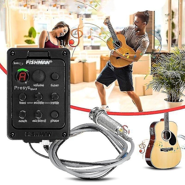 Fishman 4-bånds 301 EQ Tuner Piezo Mikrofon Presys Blend Akustisk Guitar Pickup Preamp
