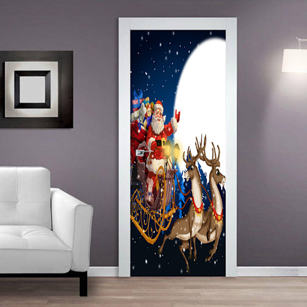 77 x 200 cm Door Sticker（G）3D Door Poster Decal Santa Claus