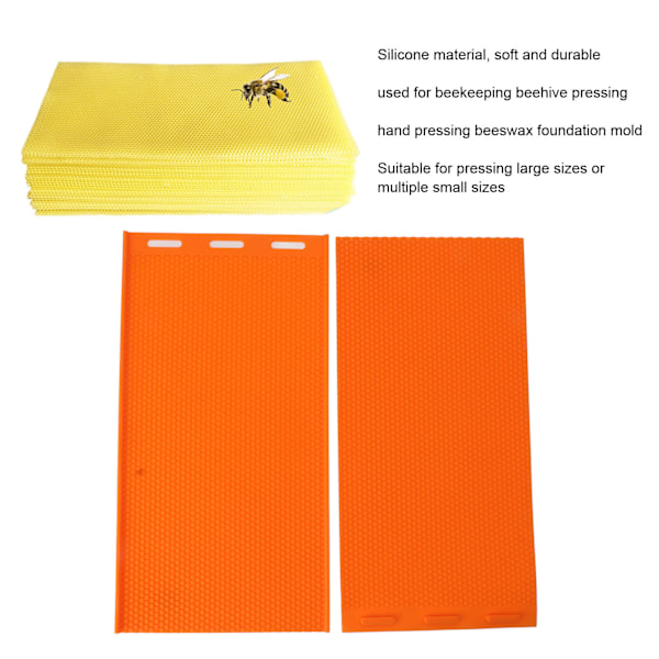 2 Ark 5,4 mm Silikone Bivoks Støbeform Bivoks Bundplade Prægemaskine Honeycomb Ark Støbeform Biavl Tilbehør Orange