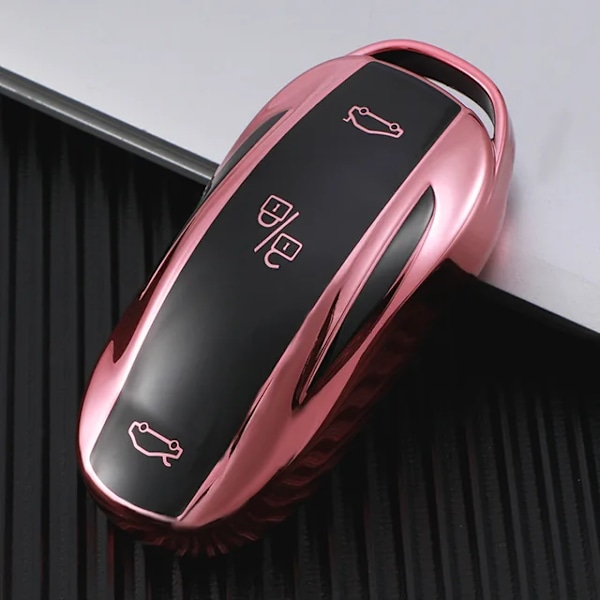 TPU-deksel for Tesla Model 3 Model X Model S Model Y Nøkkelbeskytter rosa pink for model x