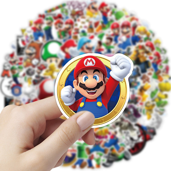 100 tarraa - Super Mario - Sarjakuva - Nintendo monivärinen【DH】