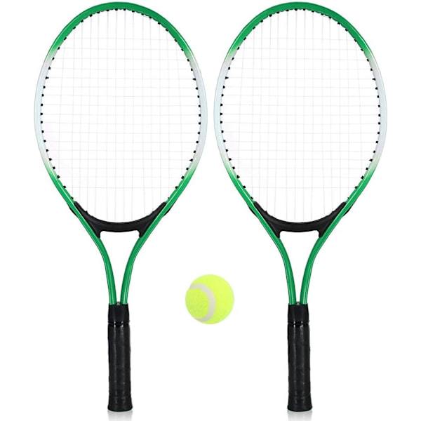 Sæt med 2 tennis ketsjere til teenagere til træningstennis, grøn