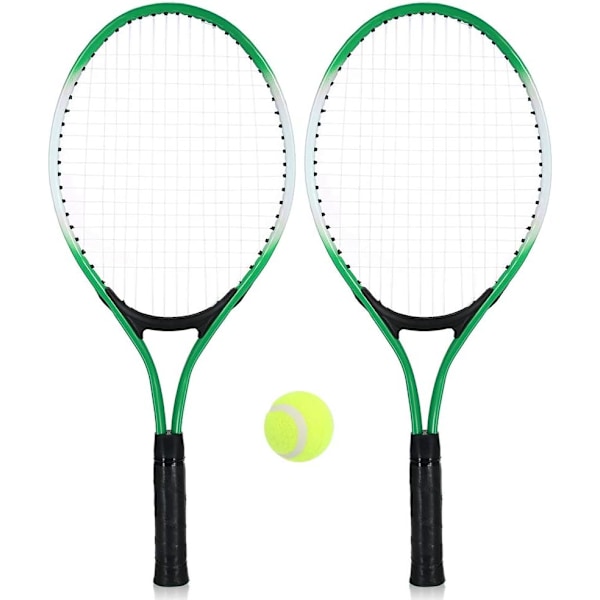 Set of 2 teenage tennis rackets for practice tennis, green