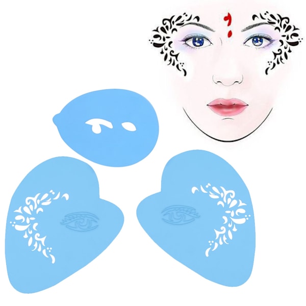 7 stilar/set Återanvändbar Ansiktsmålningsstencil Kroppsmålningsmall Blomma Fjäril Ansiktsdesign