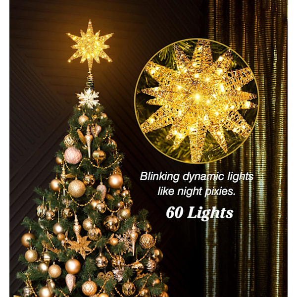 20 LED-lys Metallstjerne Topp til juletre Batteridrevet