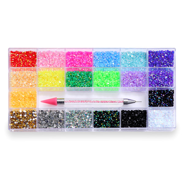 Neglekunst Rhinestones Kit med lim Rhinestones Flatback AB Crystal Neglekunst Sæt Strass Negle Sten iriserende 1 0.38