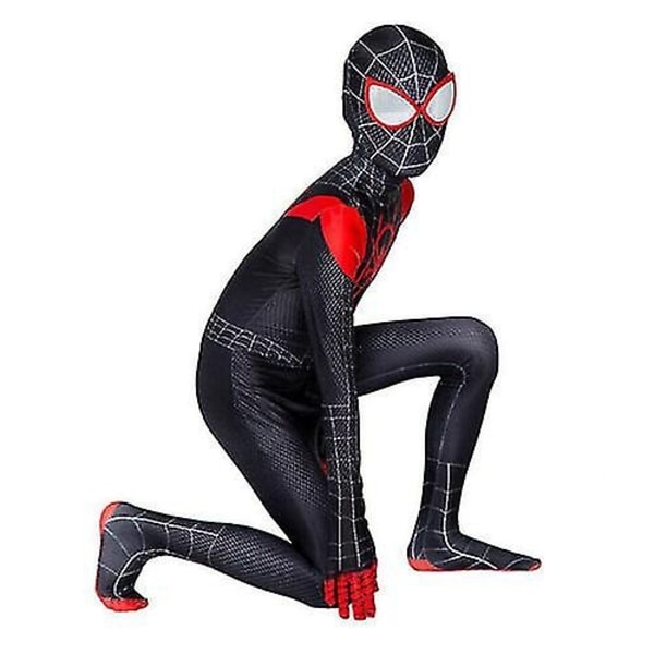 Spider Man Into The Superhero Costume Kids Miles Morales Cosplay Adult - Täydellinen musta black 120 cm