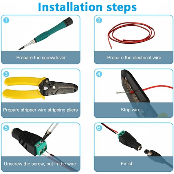 DC-liitin uros/naaras pistoke Balun-sovitin 12V Jack-liitäntä Sovittimet käytetään videomonitorissa CCTV-kameran kaapelissa LED-nauhavalossa 2,1 x 5,5 mm【mo】