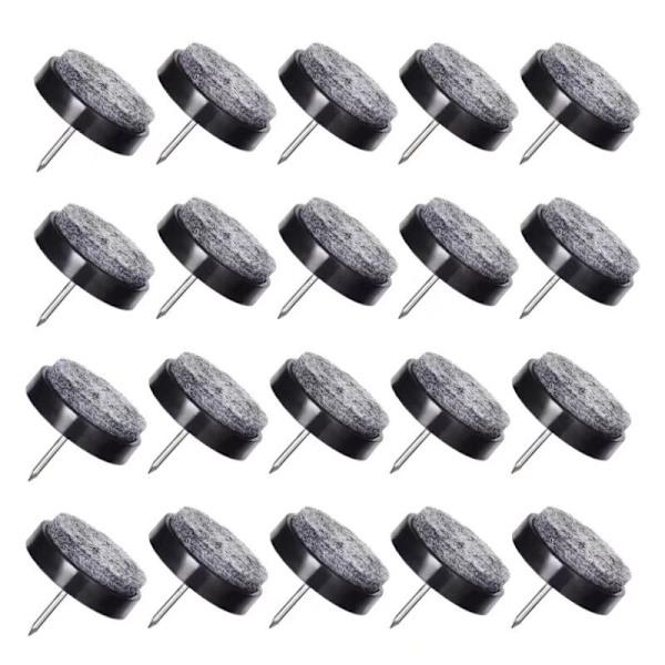 50 Pieces Furniture Nails 24mm Black Nail Mats with Sliding Felt with Storage Box for Wooden Furniture Chair, Stools and Table Legs