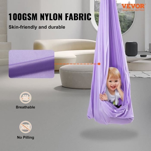 Aerial yoga hängmatta-VEVOR-lila2,8x1,6 m-100 g-m² Belastning 250 kg-Anti-gravitation Air Flight-Fitness Bodybuilding Pilates Gym Hem