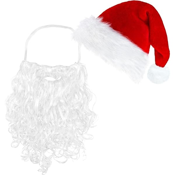 Santa Gloves Santa Beard and Santa Wig Christmas Decorations Christmas Hat Beard and Wig Set for Adults Family Party Gifts Fancy Novelty Costume Dress