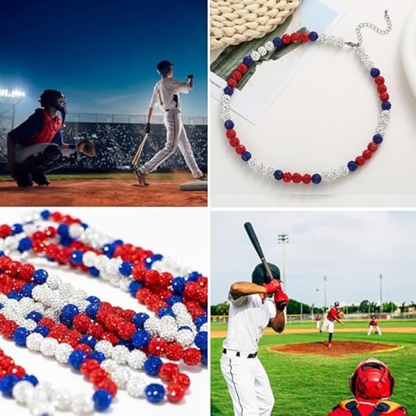 Basebollhalsband med pärlor - Glittrande basebollhalsband - Basebollhalsband med nummer Inspirerat av strasshalsband, present till pojkar män basebollälskare