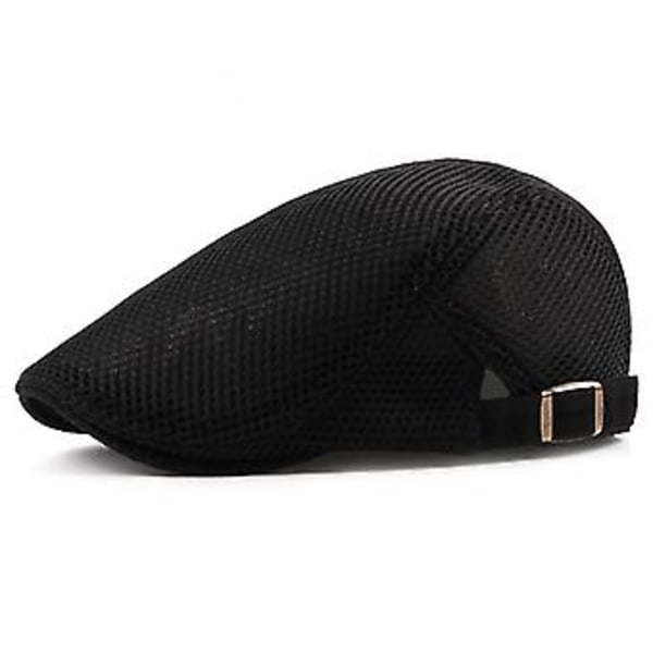 Ivy Gatsby Keps för Män Newsboy Hatt Mesh Cabbie Golf Körning Utomhus Platt Basker (Svart)