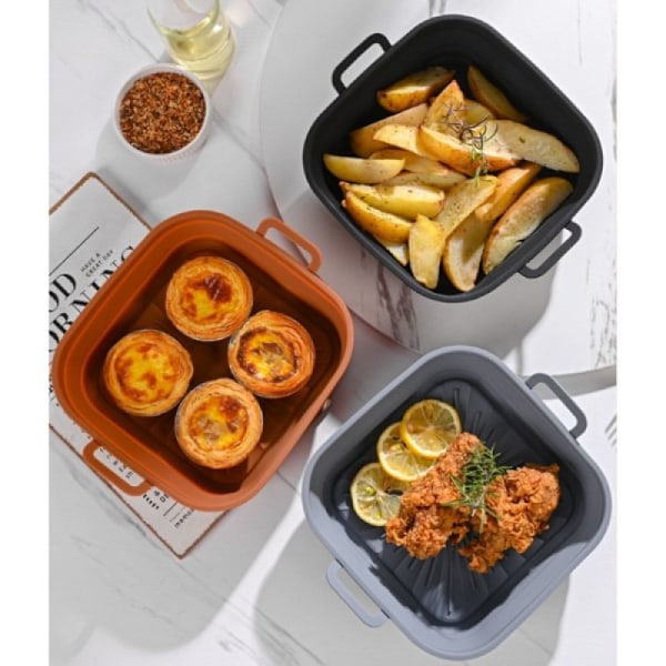 Silikoninen Air Fryer -alusta, uudelleenkäytettävä leivinpaperi, harmaa
