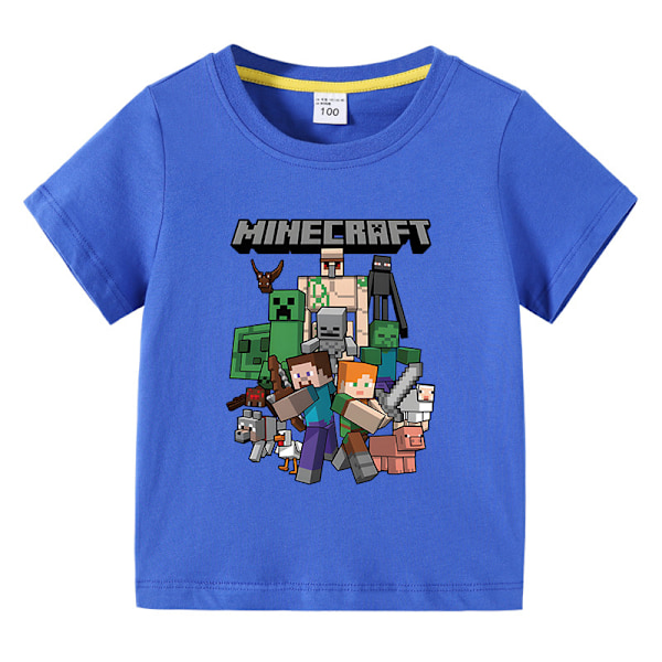 Summer T-shirt for children with Minecraft printed 100-150 navy