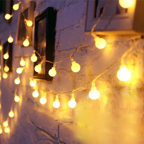 6M 40 LED ljusslinga boll ljusslinga fest trädgårdsdekoration lampa festbelysning juldekoration (varmvit)