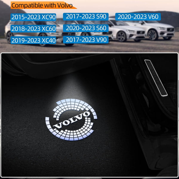 Dörrbelysning för Volvo XC90 XC60 XC40 S90 S60 V90 V60 - Välkomstljus med LED-logoprojektor (Typ A-logotyp)
