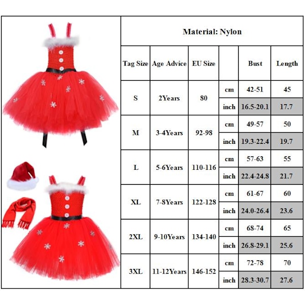 Jultomtekostym för barn, julklänning, outfit & halsduk, julklappar XL