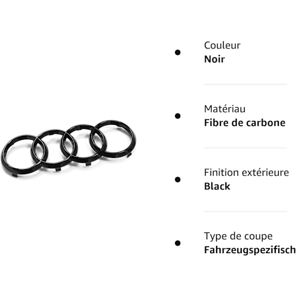 273mm Audi 82A071801 Grill, Ring Sort Edition Emblem Sort