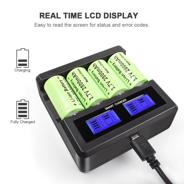 16 stk. 2800mAh Genopladelige 3.7V Li-ion 16340 Batterier CR123A Batteri til LED Lommelygte