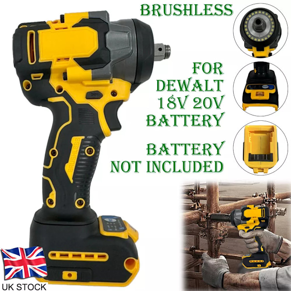 800Nm Sladdlös Mutterdragare för Dewalt 18V Batteri 1/2\" Borstlös Elektrisk UK