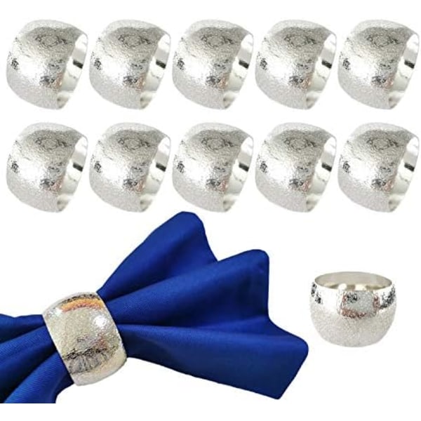 4,6x2,8 cm Sølv Servietringe Sæt med 12, Metal Servietholder til Stofservietter Bryllup Thanksgiving Fest Julemiddag{DH}