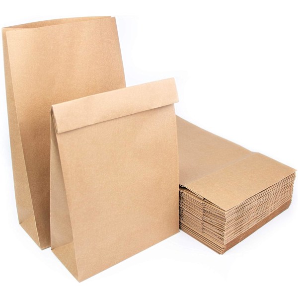 Ruskeat voimapaperikassit, 50 kpl - Koko 25L*14S*33K