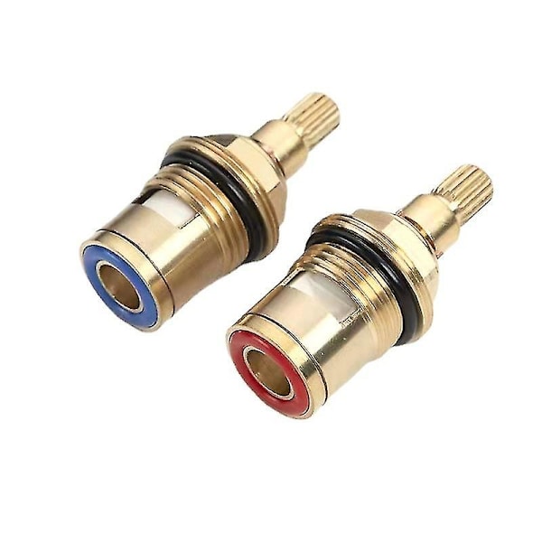 Botao 2 Pack Faucet Cartridges 1/2 Inch 20 Teeth Universal Replacement Faucet Valve Brass Ceramic Cartridge Bathroom Faucet Valve 2 Pcs (Red/Blue)