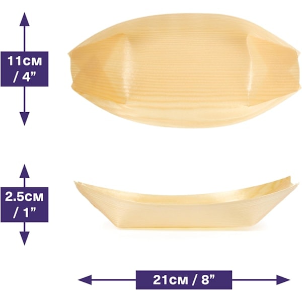20 cm Kertakäyttöiset bambulautaset, 100 kpl - Biohajoavat sushiveneet, tarjoilualusta, puiset paperilautaset, bambukulhot 【DH】