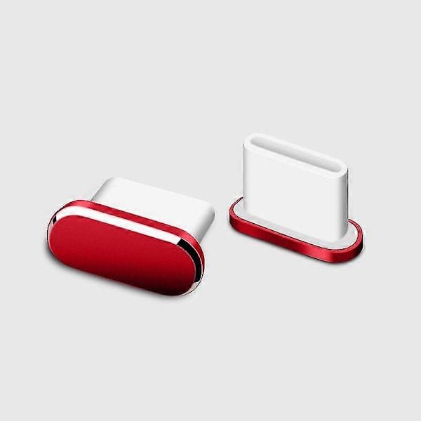 5 st USB Typ C Dammskydd, USB C Port Plugg Dammskydd - Röd rode