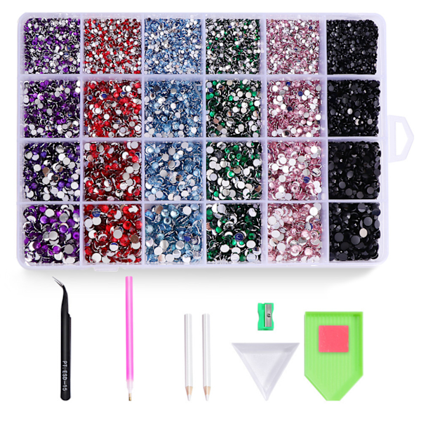 Neglekunst Rhinestones Kit med lim Rhinestones Flatback AB Crystal Neglekunst Sæt Strass Negle Sten iriserende 7 0.34