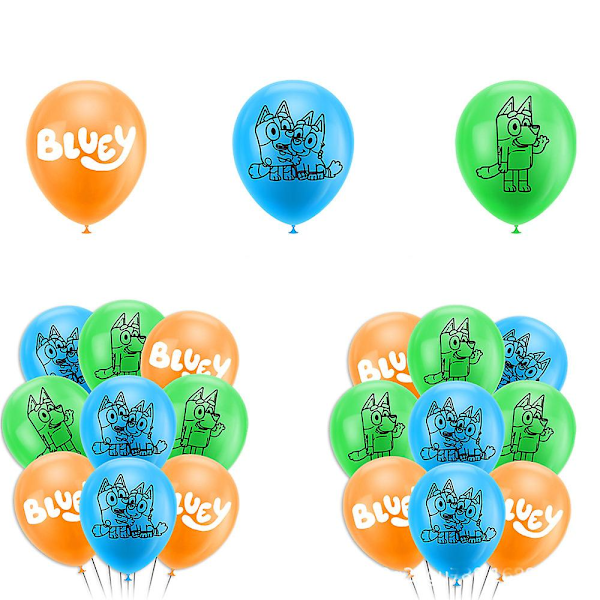 Bluey tema børnefest Tillykke med fødselsdagen festartikler sæt banner balloner cupcake toppers dekorationssæt