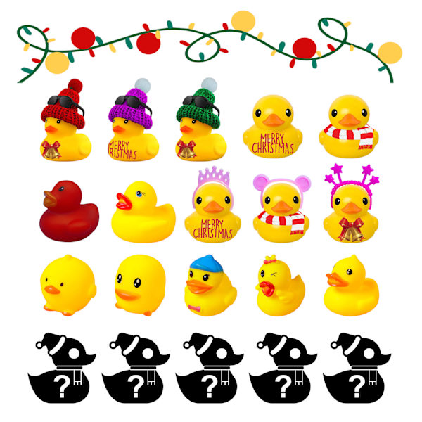Julekalender med 24 Dages Nedtælling til Jul med Gummiande Badelegetøj Blind Box Gave til Børn