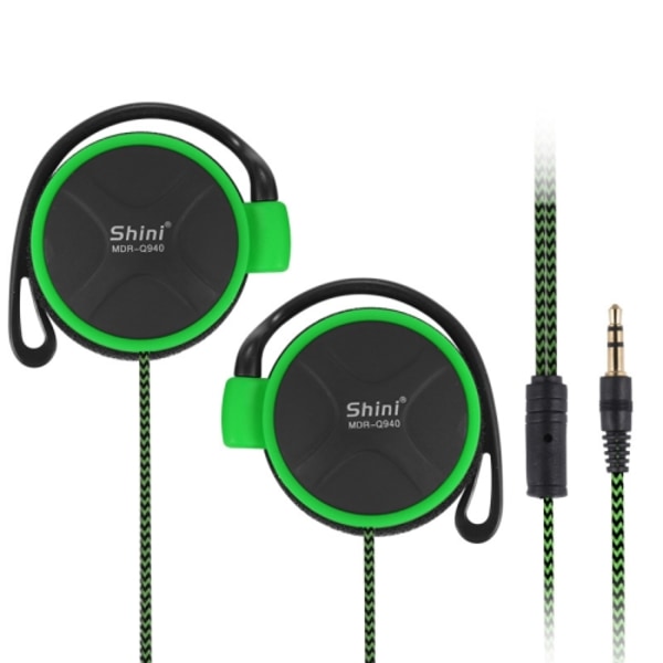 Shini Q940 3,5 mm Super Bass EarHook-hörlurar för Mp3-spelare, dator och mobil Green No Mic