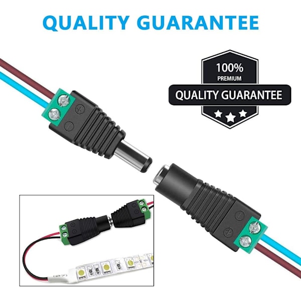 DC-liitin uros/naaras pistoke Balun-sovitin 12V Jack-liitäntä Sovittimet käytetään videomonitorissa CCTV-kameran kaapelissa LED-nauhavalossa 2,1 x 5,5 mm【mo】