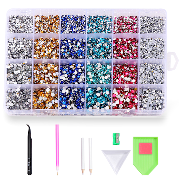 Neglekunst Rhinestones Kit med lim Rhinestones Flatback AB Crystal Neglekunst Sæt Strass Negle Sten iriserende 1 0.38